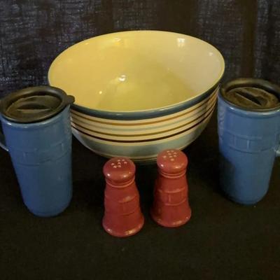 Longaberger Cabana Mixing Bowl , Cornflower Blue Travel Mug and More