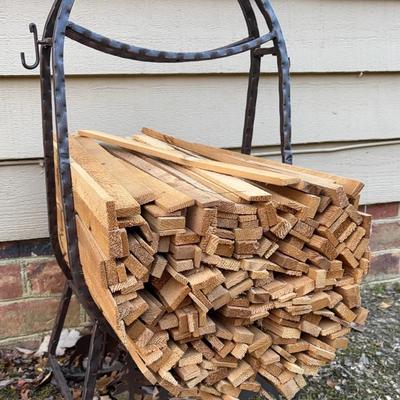Wrought Iron Firewood Holder with Kindling