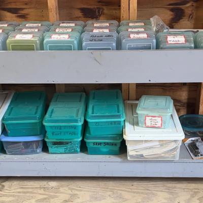 Hardware Cart with Storage Bins and Sorted Hardware