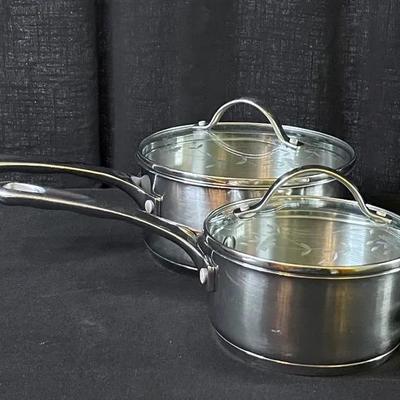 Princess House Stainless Steel 2qt & 1qt Sauce Pans With Lids