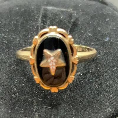 Eastern Star Black Onyx Ring 10k