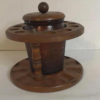 Vintage Pipe Rack Caddy Woo Glass Humidor