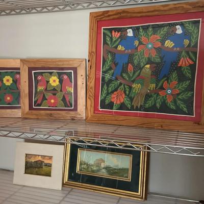 Framed Panamanian Mola Art & Small Signed Prints
