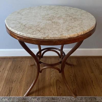 Thonet-Style Bentwood Table with Marble-Look Top
