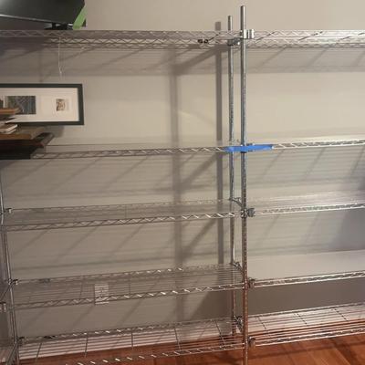 Pair of Uline Metal Shelving Units With Liners