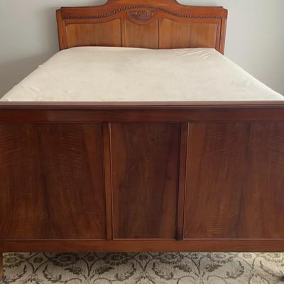 Wooden Bed Frame With Footboard, Mattress & Springs