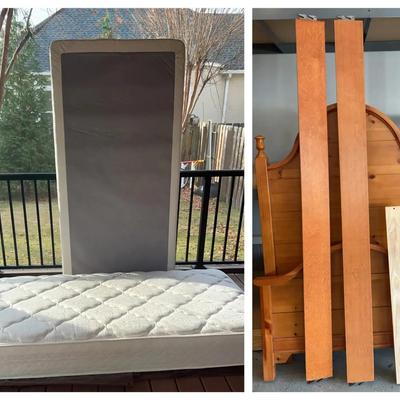 Vaughan-Bassett Wood Bed Frame With Mattress & Box Spring (BED #1)