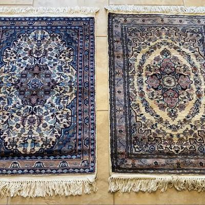Pair of 24" x 40" Patterned Silk Rugs from Pakistan