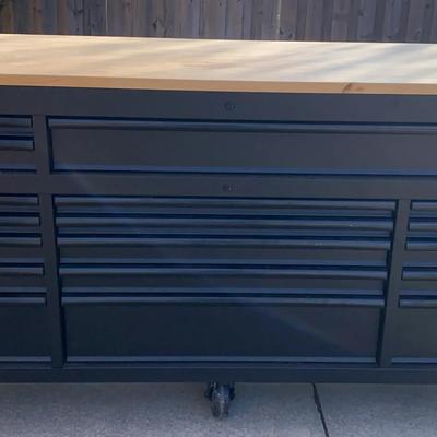 Husky Rolling Tool Chest & Workbench with Power Strip