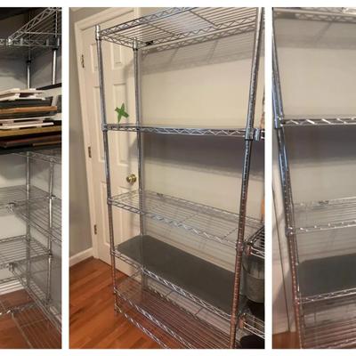 Two Uline Metal Shelving Units With Shelves & Liners