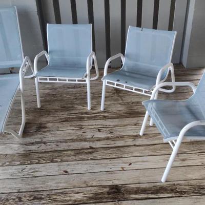 Lounge And 3 Chairs, Metal And Mesh