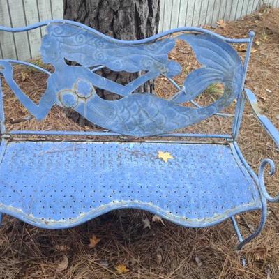 Vintage Look Mermaid Metal Bench