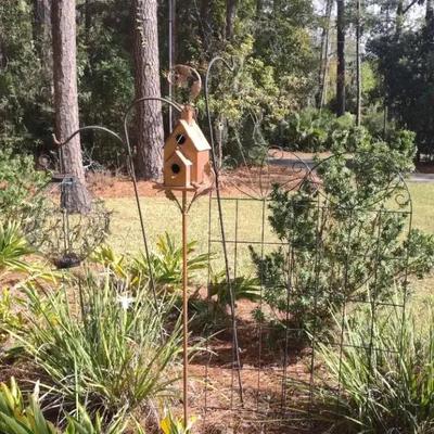 Shepherds Hooks, Metal Bird House And More