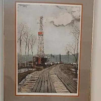 John C. Holladay Hand Signed Limited Edition "Drilling Site" Print