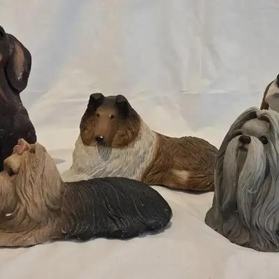 Heavy Cement-Style Dog Figurine Collection