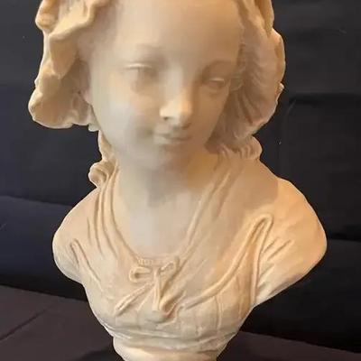 Bust Sculpture of Young French Peasant Girl Signed Paris Grinam Niam