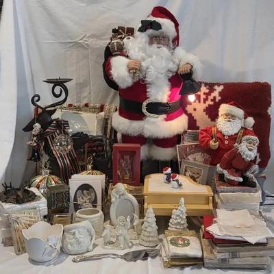 Festive Christmas Décor Collection Featuring Lighted Santa, Singing Santa & Holiday Linens