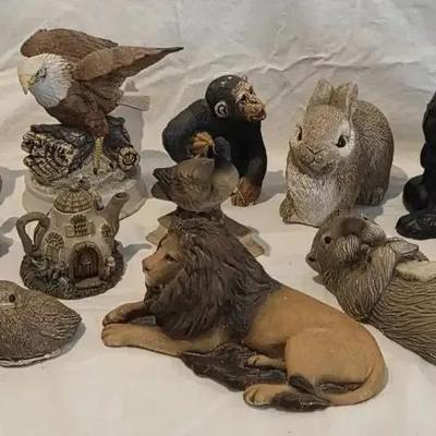 Heavy Animal Figurine Collection – Cast Iron, Stone-Style & Wood