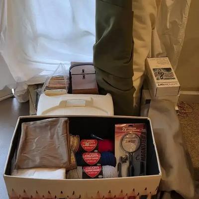 Large Craft Lover’s Set with Sewing Machine, Fabric Rolls & Storage Bin