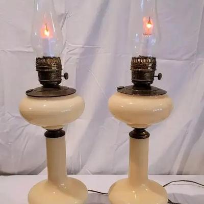 Pair of Vintage Paul Hanson Electric Hurricane-Style Table Lamps