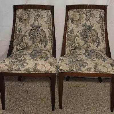 Pair of Wooden Frame Upholstered Accent Chairs