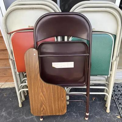 Six Samsonite Folding Chairs with Folding Student Desk