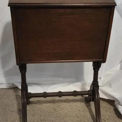 Vintage Wooden Sewing Box on Stand