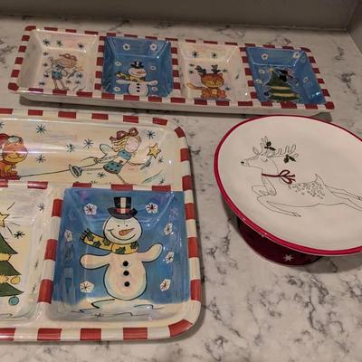 Marks & Spencer Holiday Serving Trays and Bright Reindeer Dish