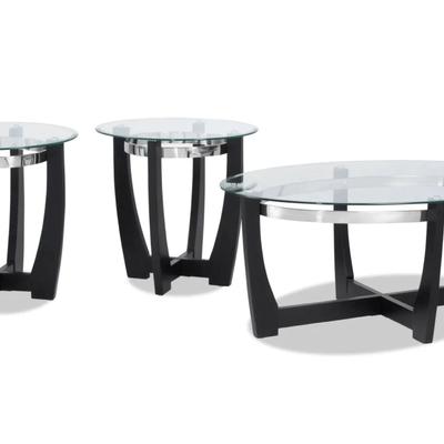 Mirage Black Oval Coffee & 2 End Table Set