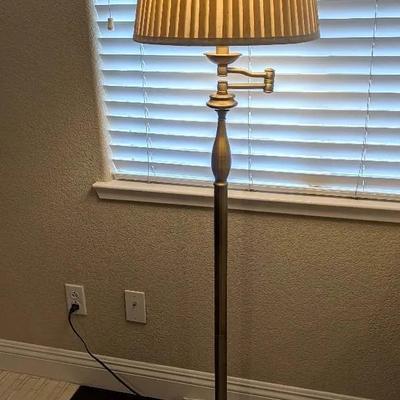 Brass Tone Decorative Off-Set Arm Floor Lamp