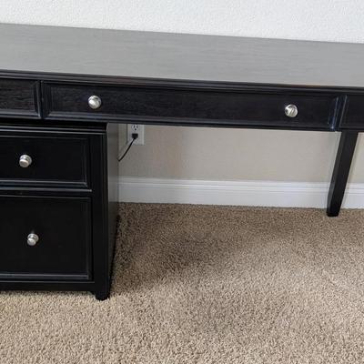 Ashley Carlyle Black Large Desk With File Cabinet 
