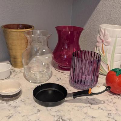 Assorted Vases And Kitchen Items