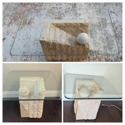 Vintage 1980’s Tessellated Mactan Stone Coffee Table & 2 End Tables
