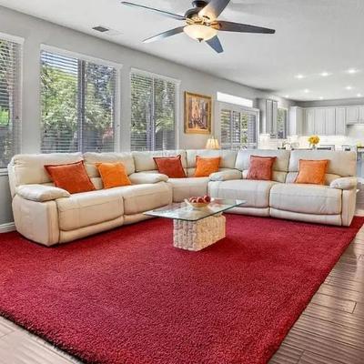 12' x 12' Custom Made Thick Red Rug (Furniture NOT Included)