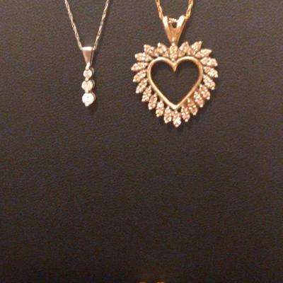 10K Necklaces, Diamond Pendants & 12K GF Wedgewood Earring