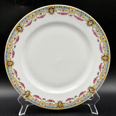 (12) Signed Victoria (Czech) Rose Garland VIT34 Art Deco Dinner Plates
