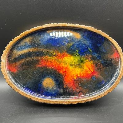 Fire And Ice Abstract Art Jewelry Plate