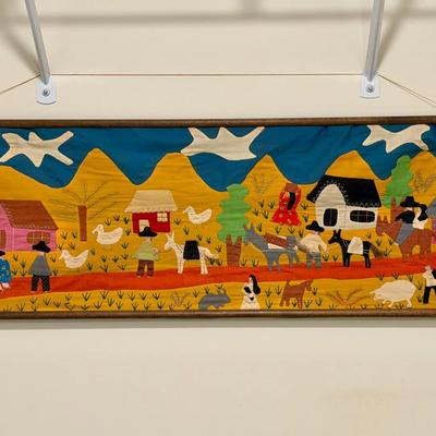 Signed Wall Hanging Fabric  Art