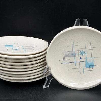 (12) Franciscan "Oasis" Atomic Starburst Dessert Plates 