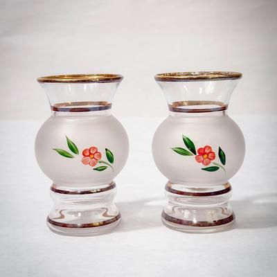 (2) Elegant Small Handpainted Bud Vases