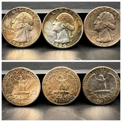 (3) Silver Washington Quarters