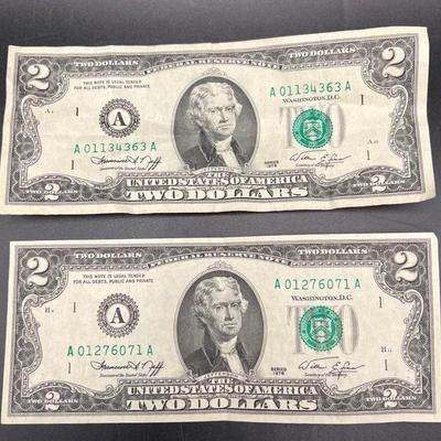 (2) 1976 Two Dollar Bills