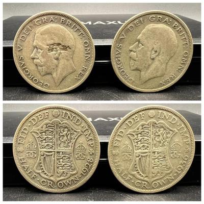 (2) Silver .500 Great Britain Half Crowns dated 1928 & 1936 