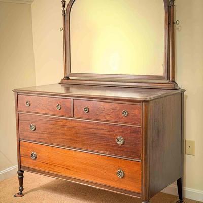 Antique Meekins, Packard & Wheat Springfield MA Dresser With Swivel Mirror