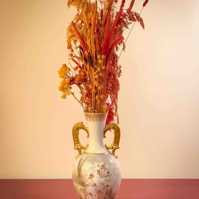 Hand-Painted D&C Limoges Style Porcelain Vase With Cherubs & Gilt Handles