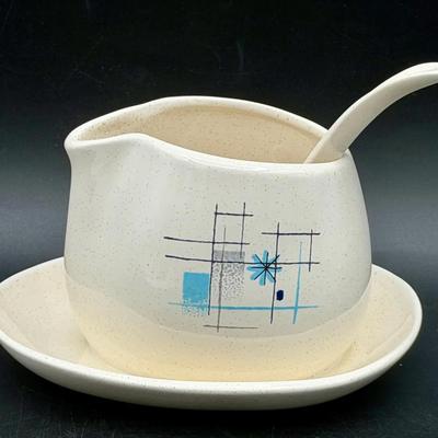Franciscan "Oasis" Atomic Starburst Gravy Boat And spoon 