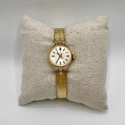 Vintage 10K RGP Bezel Hamilton Ladies Watch with Diamonds