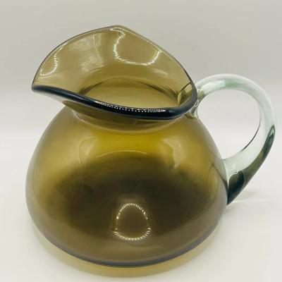 MCM Green Depression Glass Pitcher — Possibly Bischoff