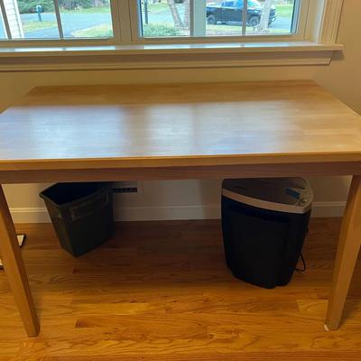 Sturdy Blond Wood Kitchen Table or Office Table — 4 Feet Long