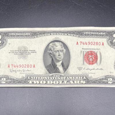 1953 Red Seal Two Dollar Bill